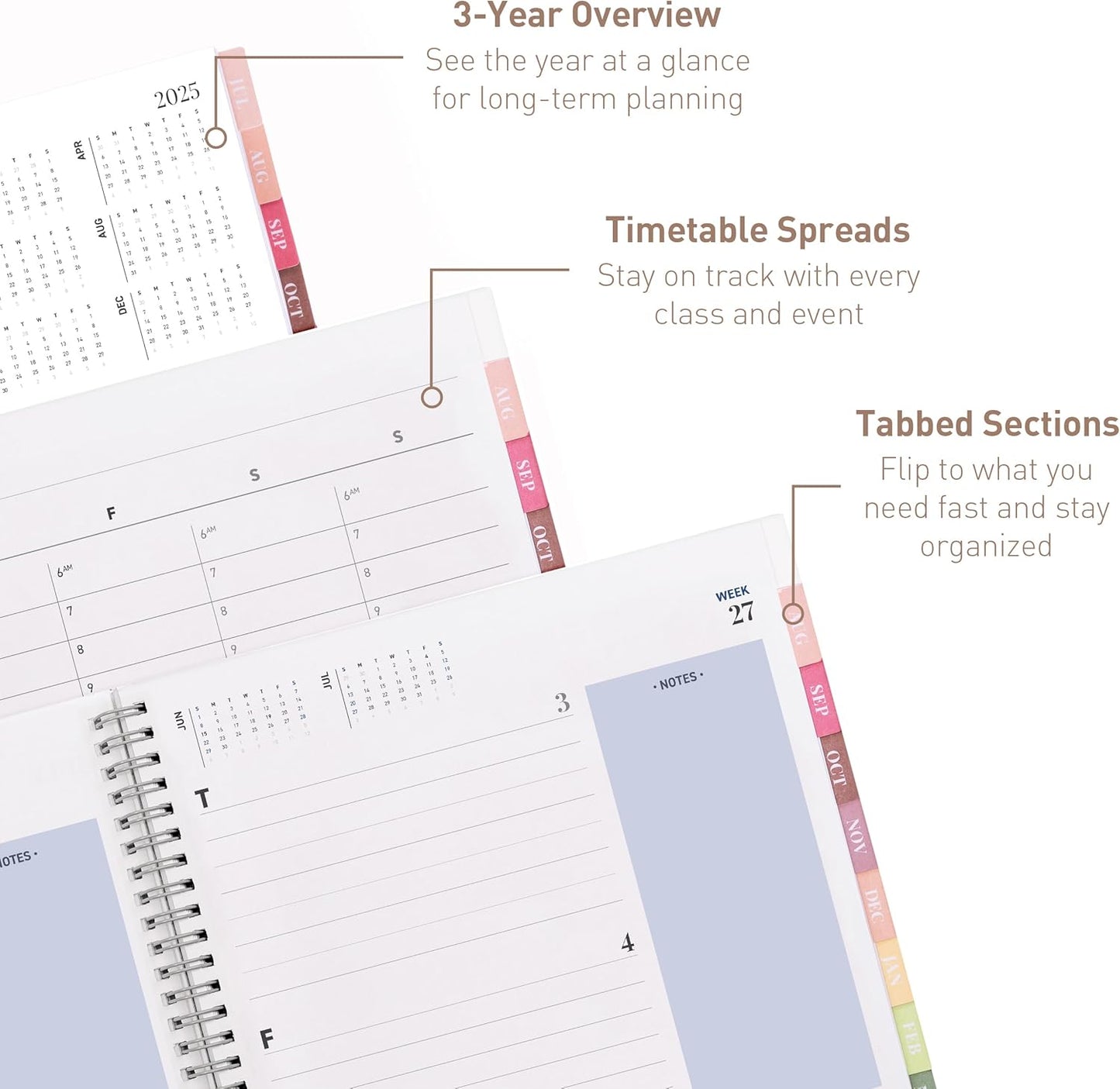 Rileys Academic Planner 2025-2026, Daily, Weekly & Monthly Planner, July 2025 - June 2026, Student Notes Pages, Twin-Wire Binding, Weekly Agenda for School & Work (8.5 x 11-Inches, Blue, Classic)
