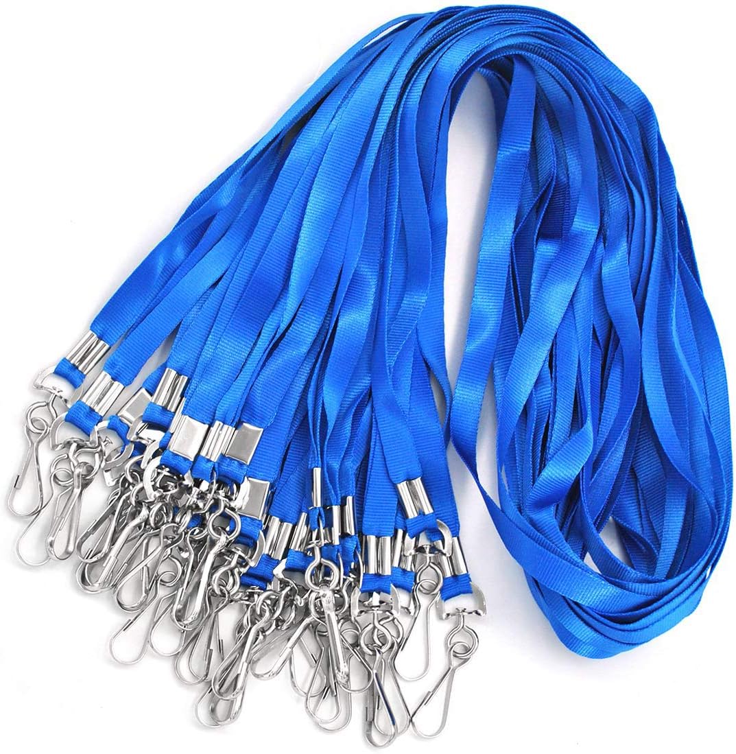 Bird Fiy Bulk Blue Lanyards for Id Badges Nylon Neck Flat Lanyard for ID Name Badge Holder/Name Tag