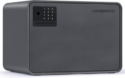 Biometric Safe for Home, 0.6 Cube Feet Auto-Open Fingerprint Safe with Touch Screen, Alarm System & Removable Shelf, Small Money Box for Cash, Jewelry, Documents, Home Office Use, Black