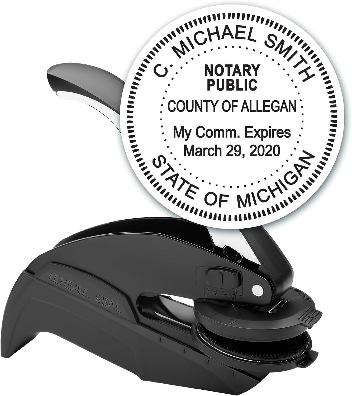 MaxMark Notary Seal Round Embosser for Michigan State - Includes Gold Burst Seal Labels (50 Count)
