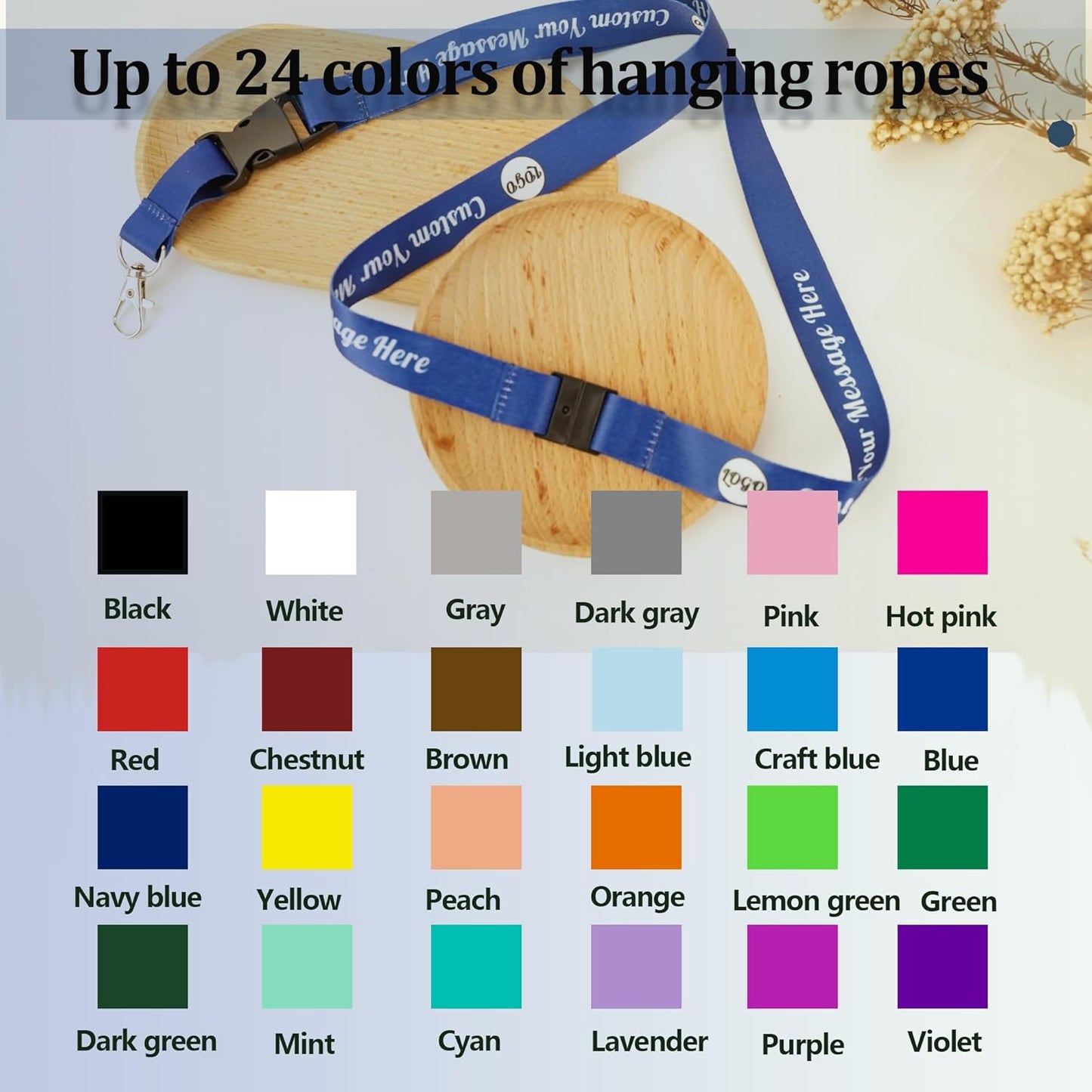Custom Lanyards Bulk 50/100/5000PCS Custom Breakaway Lanyards with Text/Logo/Photo/Name, Personalized Neck Strap ID Badge Lanyard for Office Keys School Events, Quick Customization