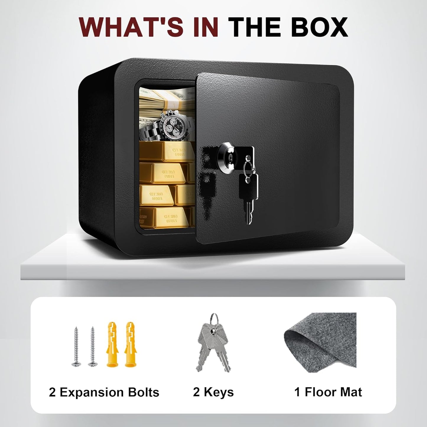 Safety Box, Small Safes for Home Lock Box with Electronic Keypad，Safe with Removable Shelf for Cash, Jewelry, Documents,Digital Security Safe for Office Hotel and Personal Use (0.23CUFT)