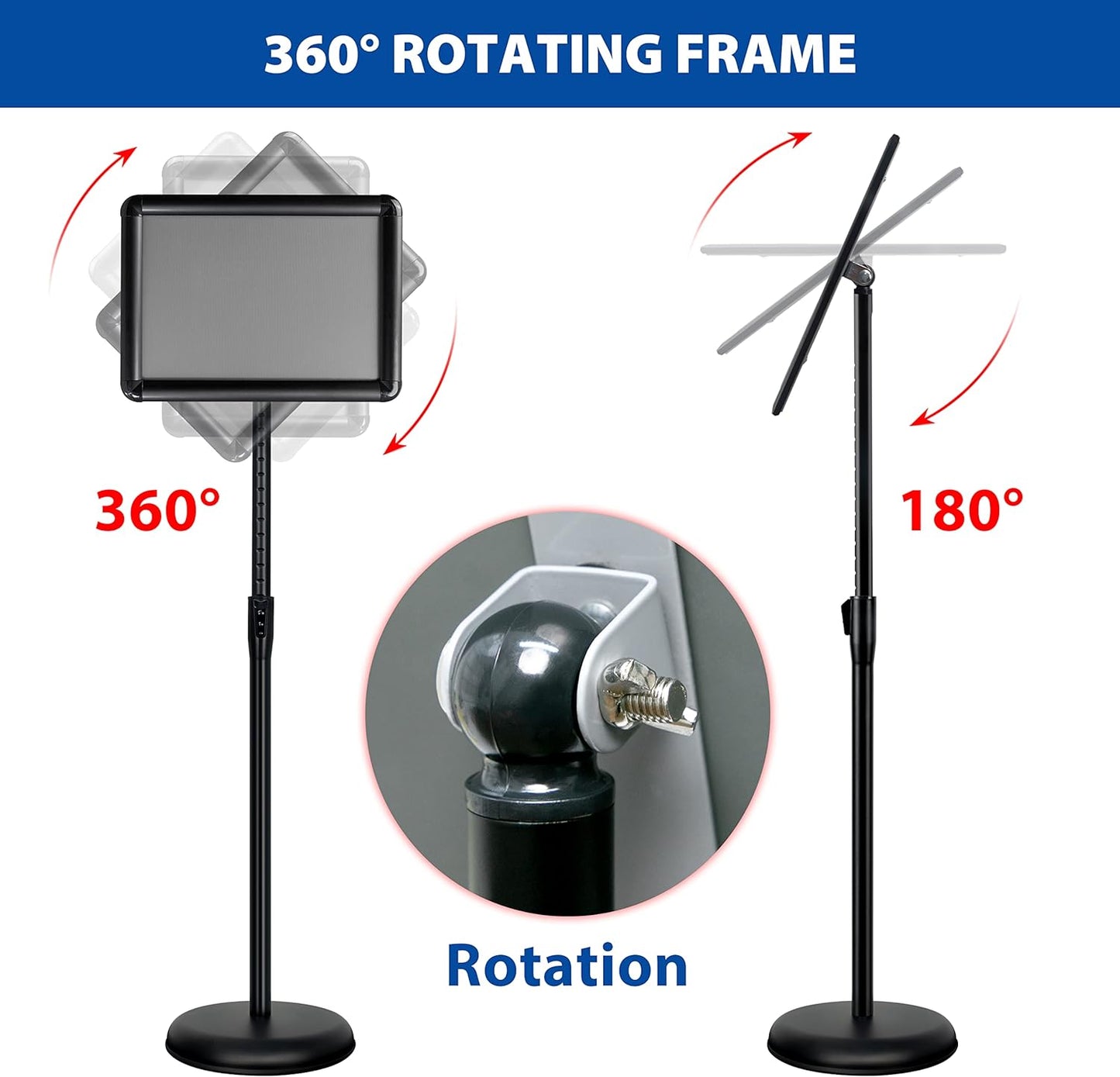 4 Packs 8.5x11 Inch Sign Stand - Adjustable Floor Standing Sign Holder, Pedestal Poster Stand for Vertical & Horizontal Display, Outdoor & Indoor Use for Business & Store Signage - Black