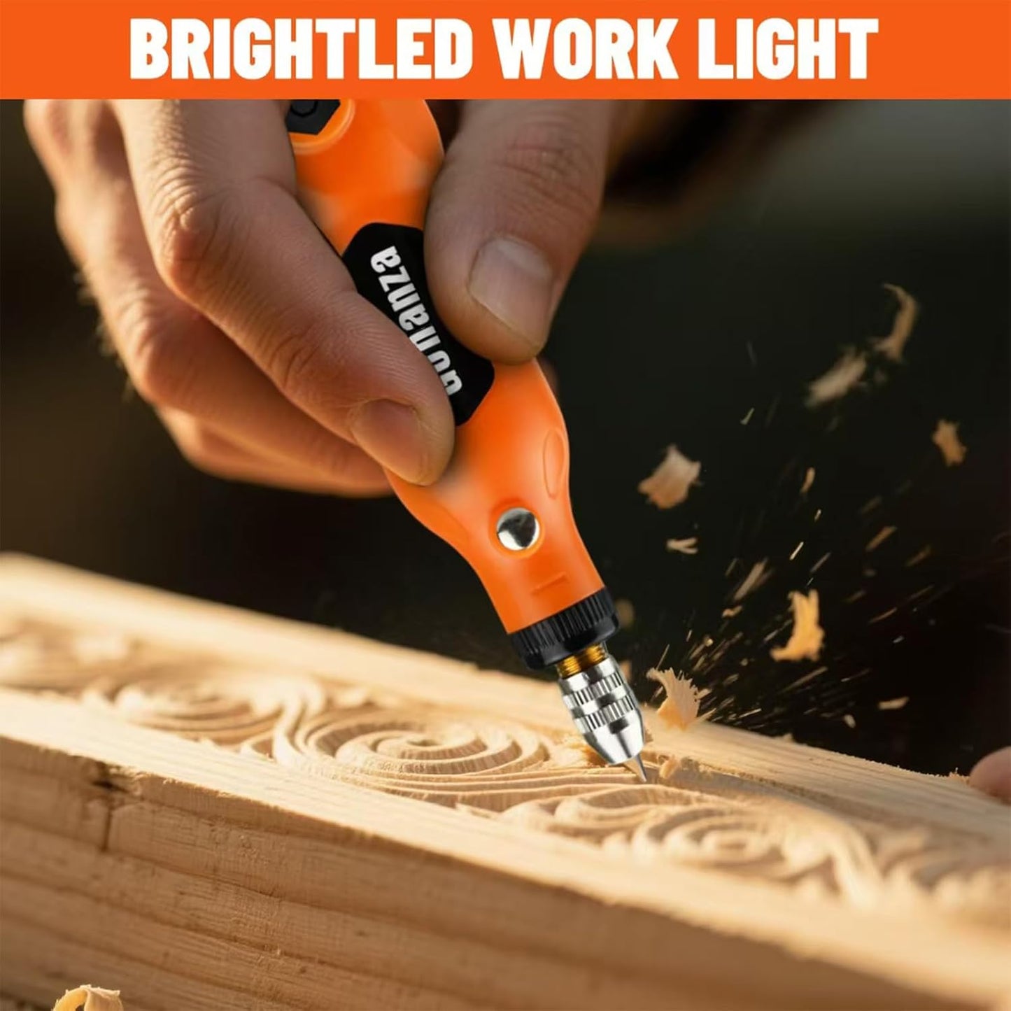 GONANZA Mini Cordless Rotary Tool Kit - 5-Speed with LED Light, Includes 78 Accessories, 3.7V Type-C Rechargeable, Ideal for Grinding, Polishing, Cutting, Engraving, Drilling, and DIY Crafts (Orange)
