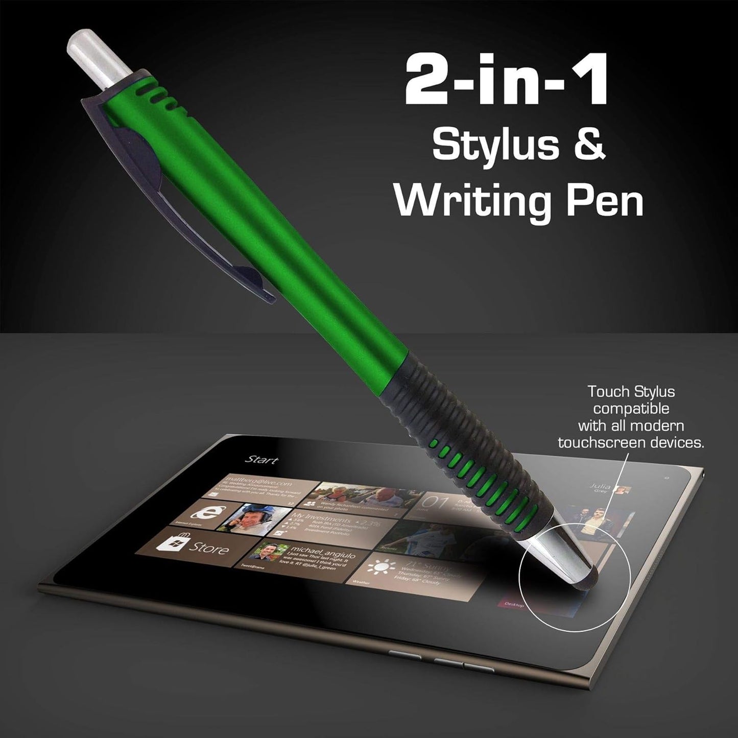 Personalized Pens with Your Custom Logo or Text-250 Pack Bulk-for Businesses, Parties, and Events, 2 in 1 Capacitive Stylus & Ballpoint Pen Compatible with Most Touchscreen Devices, Gold
