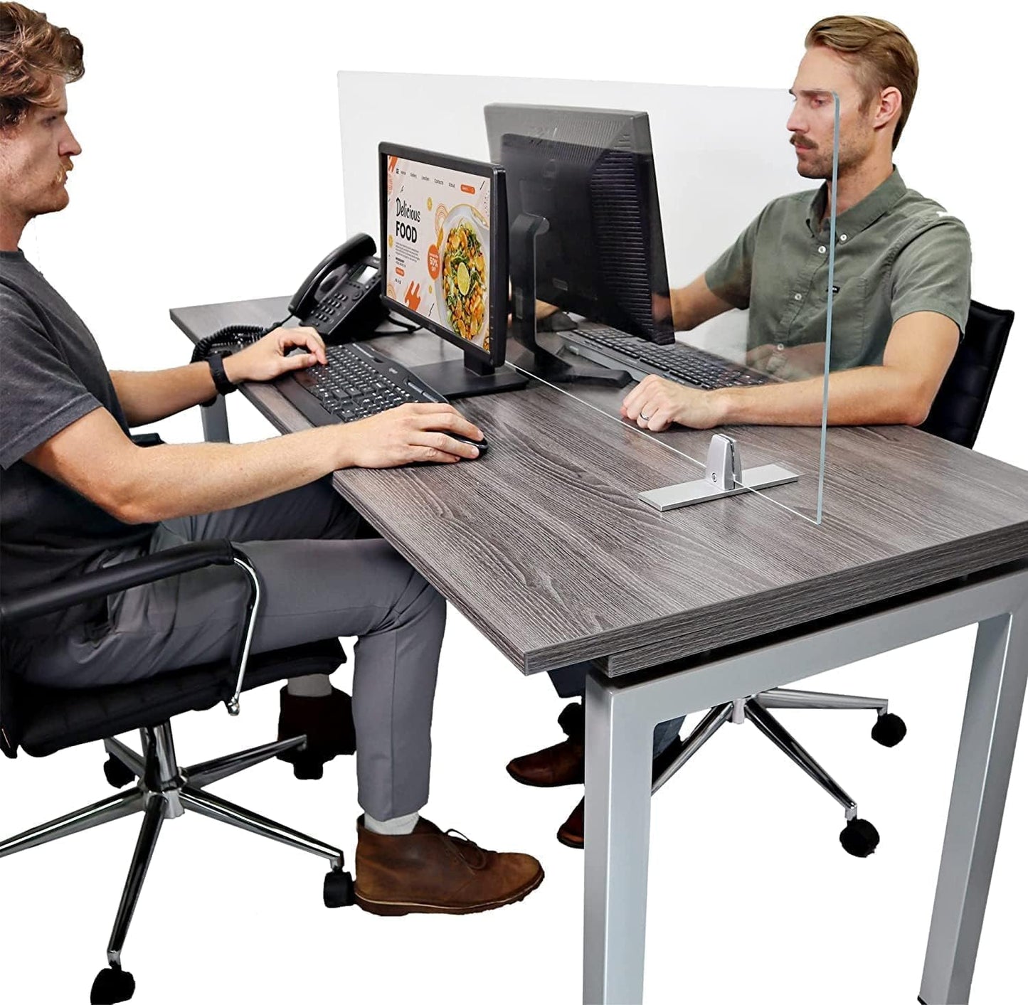OBEX Acrylic Free Standing Screen, Divider for Desk Privacy Home & Office Partitions for Table Top Workstation, Portable Cubicle Panel for Work, 12" x 42", Clear