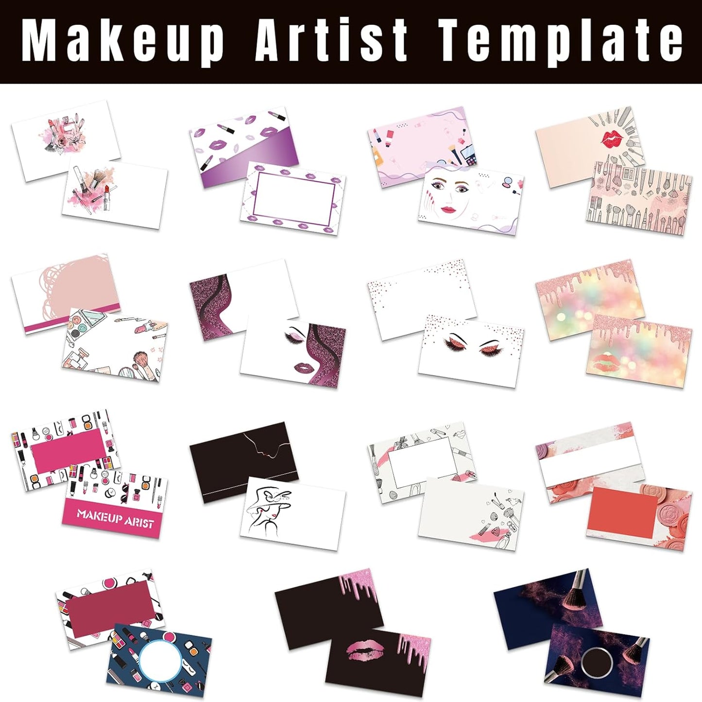 Custom Business Cards Customized with Logo Text Personalized Makeup Artist Template Business Cards 1000 500 200 100 Printable Double Sided 3.5"x 2" Waterproof Business Cards for Small Business