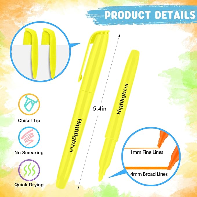 VZZNN 150 Pcs Highlighters Bulk Pack, Chisel Tip Quick-Dry Highlighter Markers - Image 2
