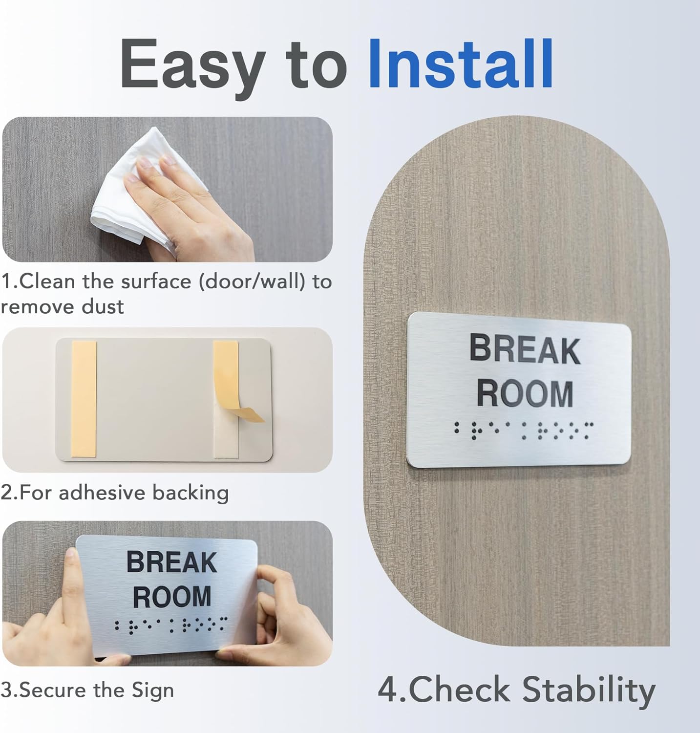 Manager's Office Signs with Raised Text & Grade 2 Braille, Brushed Aluminum/Silver Finish Easy Install with Double-Sided Tape, ADA Compliant Office Door Sign