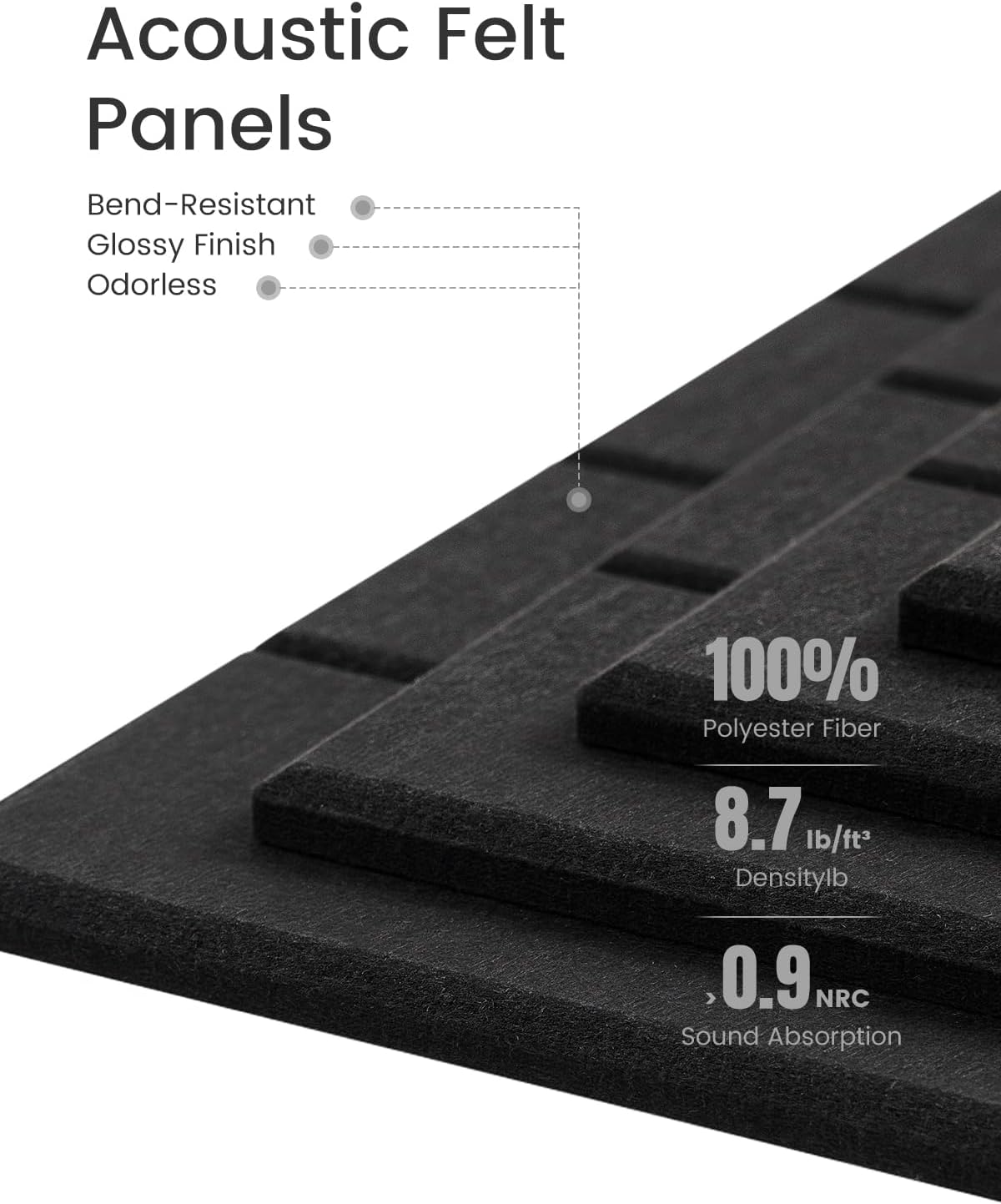 Felt Bulletin Board Tiles -28"x18" with 40 Adhesive Tabs, Cork Board Alternative for Office Decor, Push Pin Board Wall Organizer 6-Pack(Black)