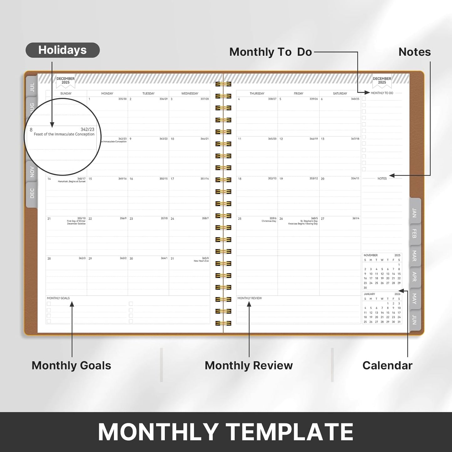 GETINK Appointment Book 2025-2026 Weekly Daily Hourly Planner 8.5"x11" Spiral Bound, Jul. 2025 - Jun. 2026, Laredule Appointment Planner 2025 with 15-Minute Increments, Flexible Cover, Gold