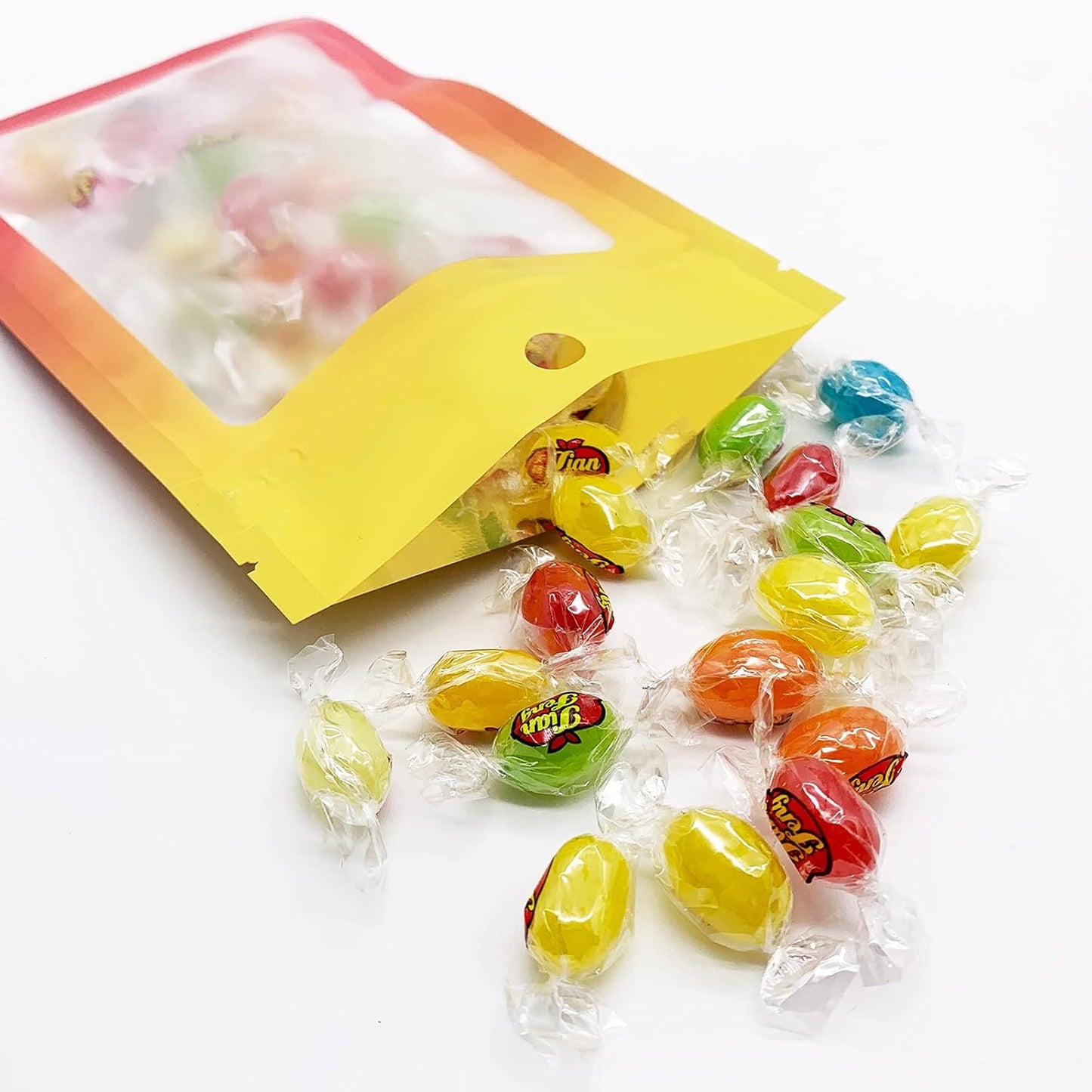 100 Pcs Resealable Mylar Bags, Gradient Color Food Storage Bags, Zip Bag Foil Bags Packaging Pouch for Food Storage, Sample, Small Business (Yellow Orange, 4 X 6 Inch)