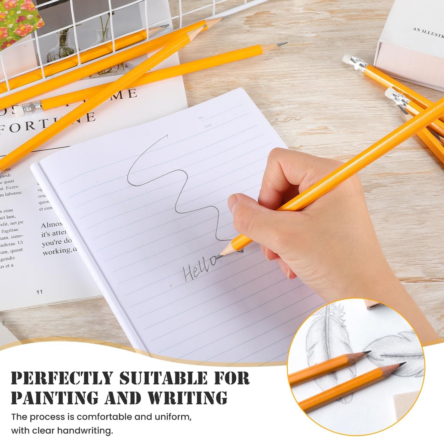 Pencils Pre-Sharpened #2 Pencil with Erasers, Yellow,7.5in 504 Pack
