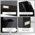 BLU MONACO | Cardboard Magazine File Holder Set of 6 Black | Vertical Magazine - Image 8