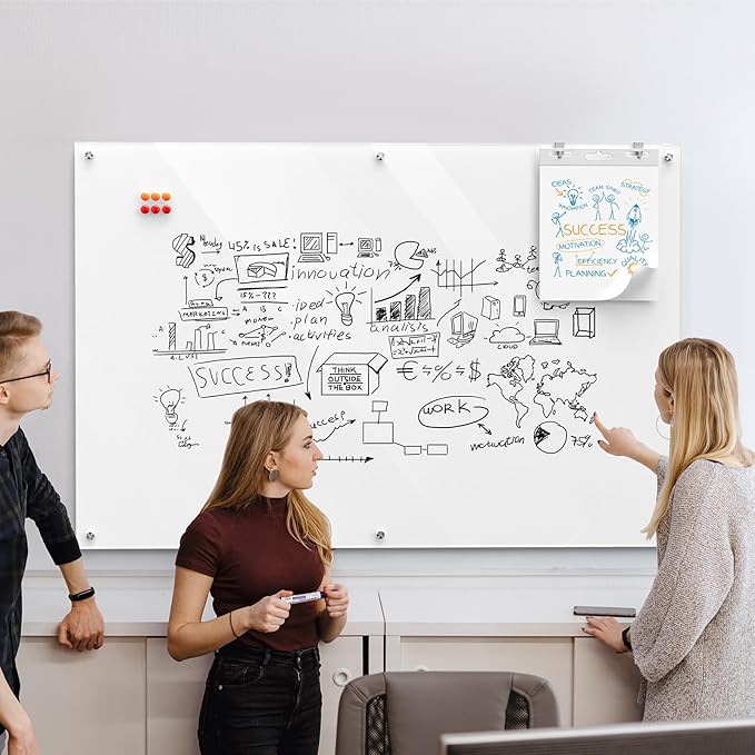 MaxGear Glass Whiteboard Wall Mounted, Frameless Magnetic Dry Erase Board - Image 7