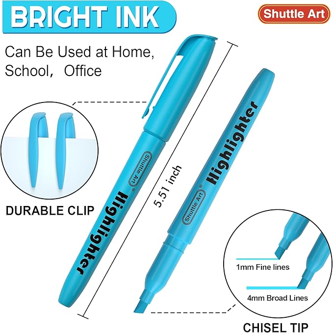 Shuttle Art 288 Pack Highlighters, Highlighters Assorted Colors Set, 8 Bright - Image 3