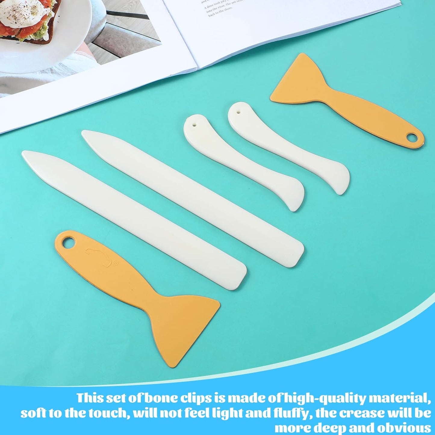 6 Pcs Bone Folders Crease Makers Plastic Bone Folder Paper Creaser Set Scoring Tool Folding Bookbinding Tool Origami Tools for Handmade Scrapbooking Bookbinding Paper Cards Crafts Leather Burnishing