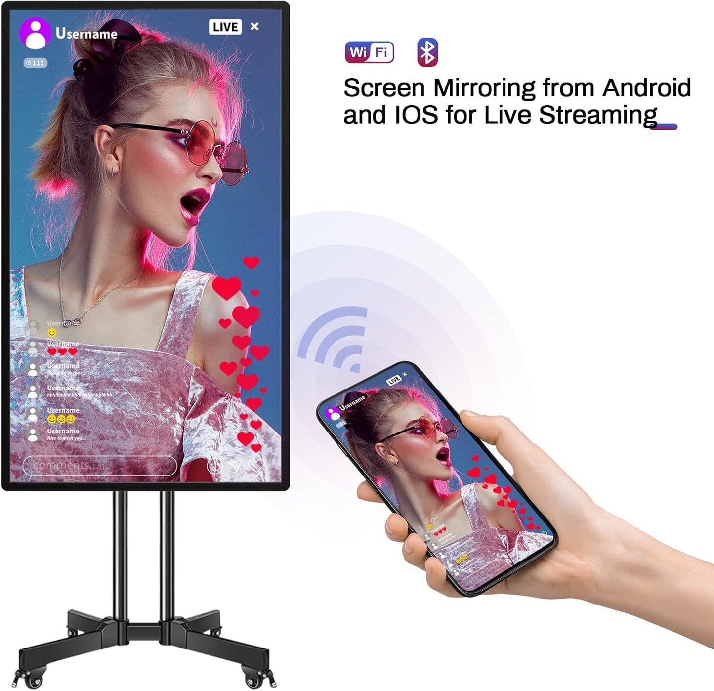 Smart Board, 49 Inch Digital Electronic Whiteboard and Smartboard for Classroom, Screen Mirroring for Live Streaming, Digital Signage Displays and Player for Advertising(Board Only)