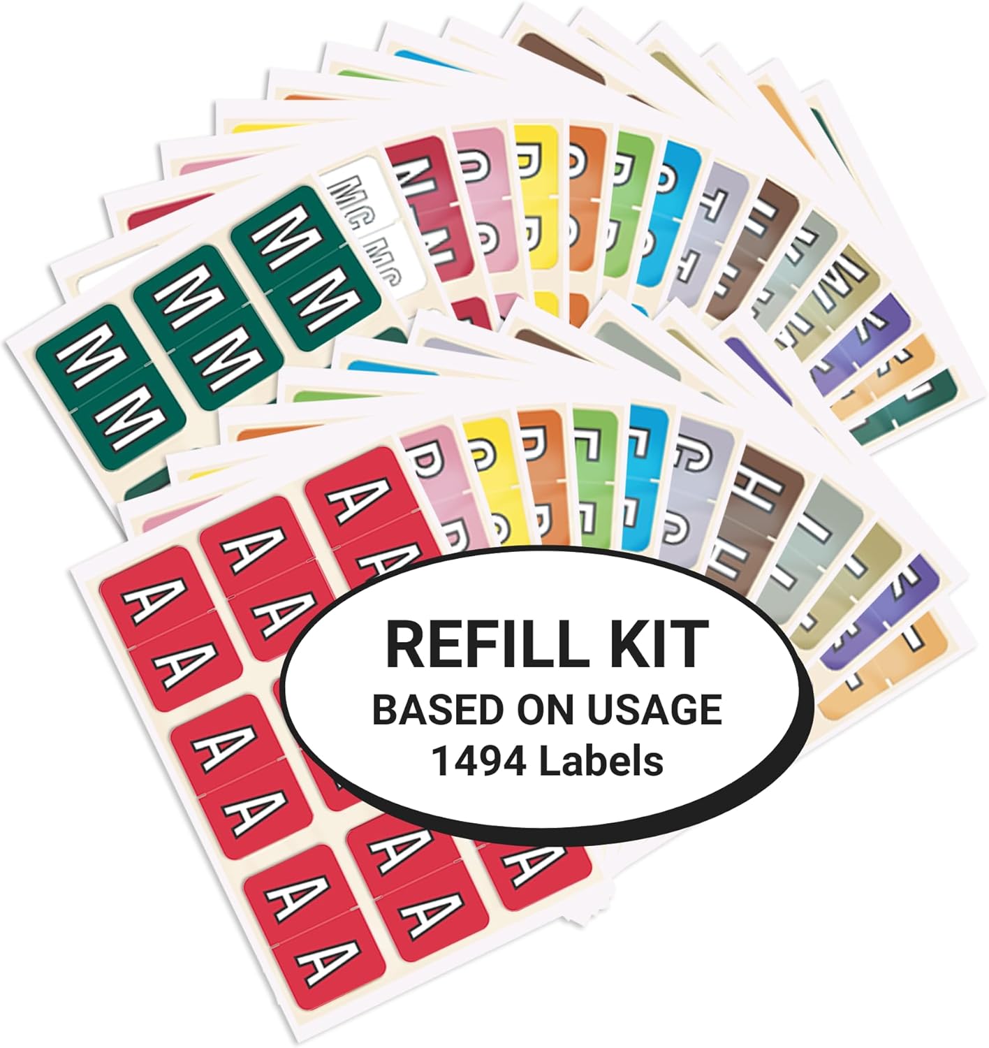 Alphabet Labels for File Folders, A to Z Plus Mc Refill Kit, Doctor Stuff, 1494 Labels, Barkley/Sycom FABKM - BRAM Series Compatible Alpha Stickers, Medical Chart Color Code Labels