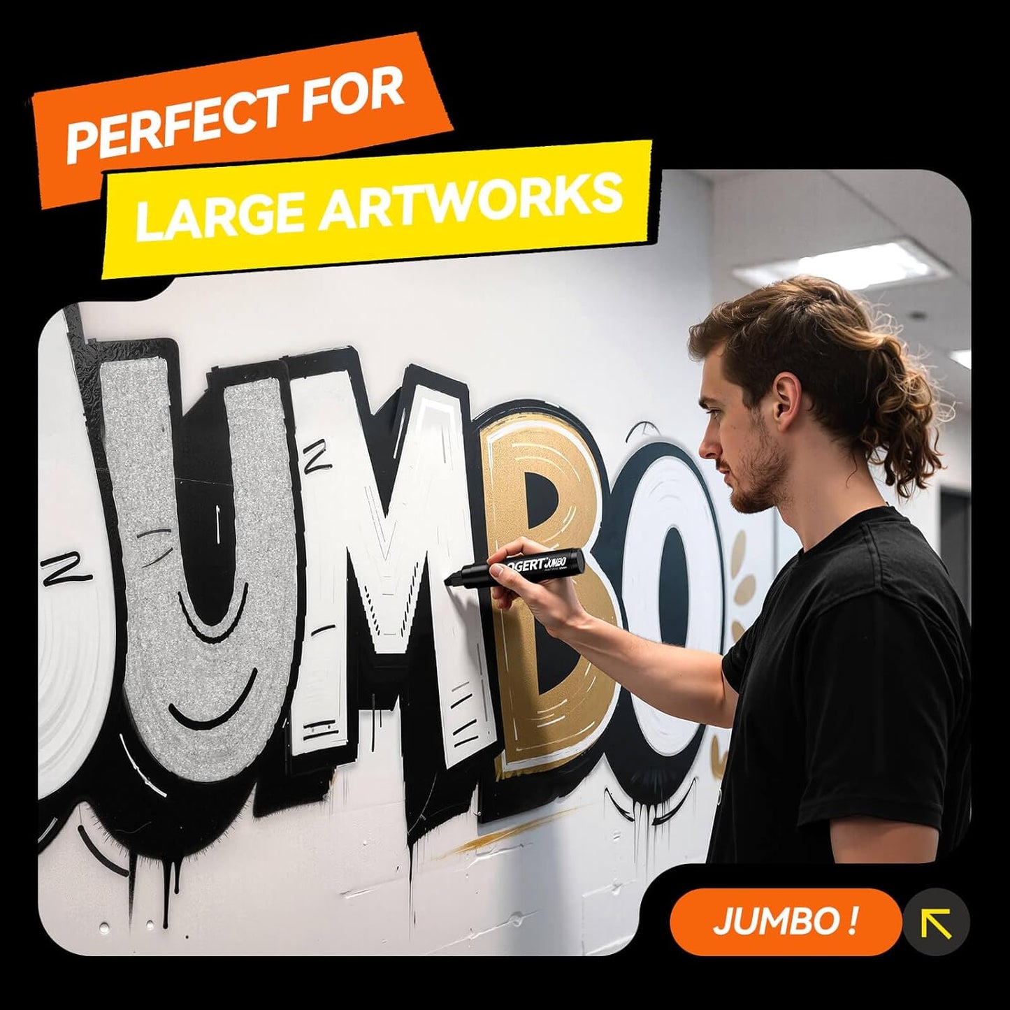 3Pcs Silver Jumbo Poster Markers, 15MM Thick Permanent Acrylic Graffiti Markers, Wide Tip Paint Marker for Canvas, Posters Board, Fabric, Window, Glass, Wood, Teachers,Banner painting supplies