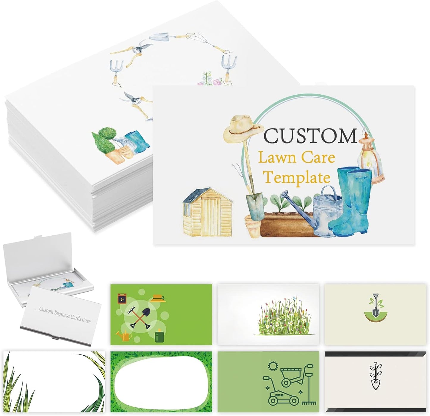 Custom Business Cards with Logo Personalized Double Side Printable Customize Business Cards 1000 500 200 100 for Small Business Women Men-Lawn Care Service