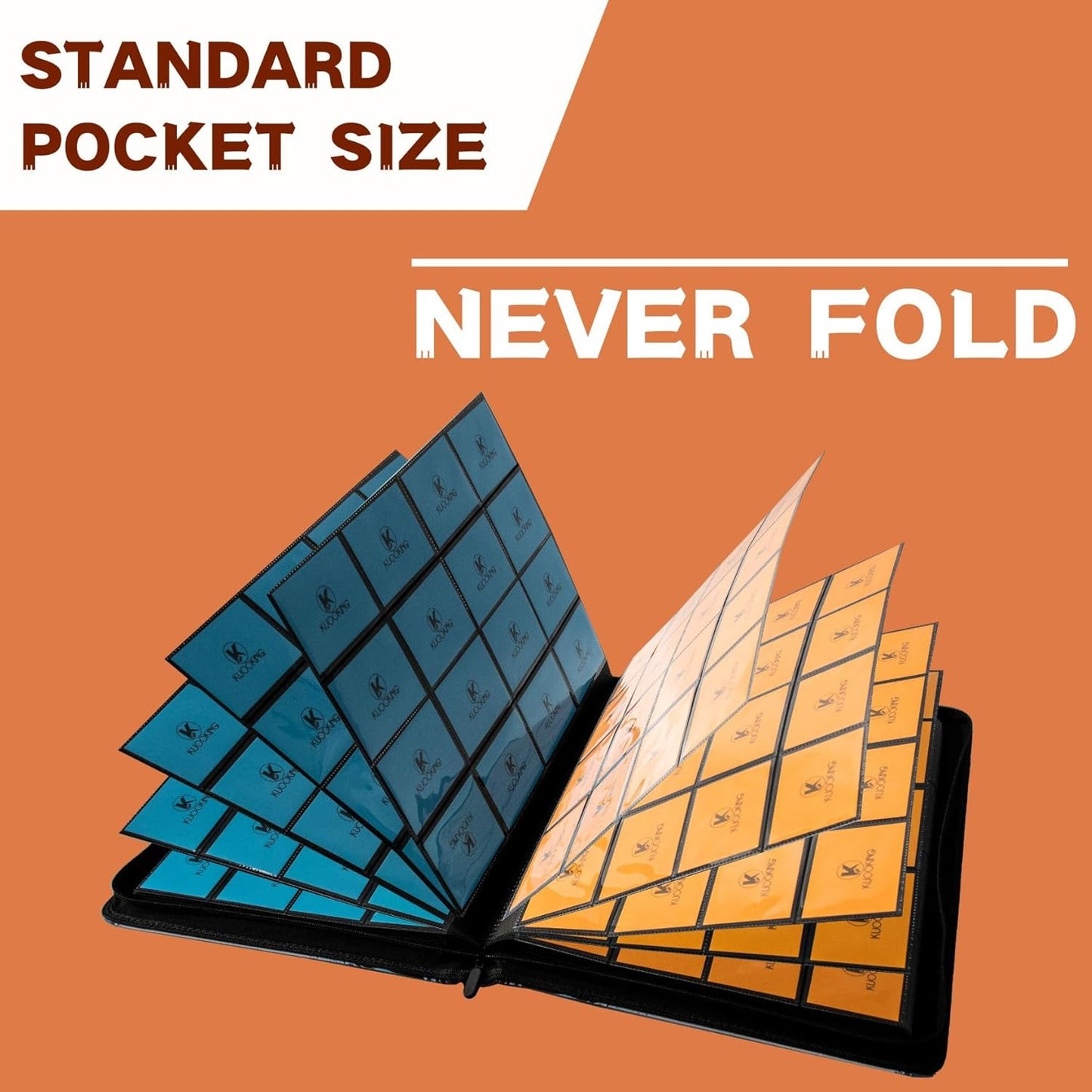 1000+ Pockets Trading Card Binder, 16-Pocket Card Ablum Compatible with MTG,Sports Cards & Other Standard Size Trading Cards (Orange)