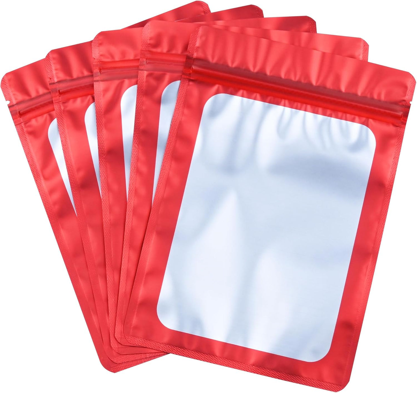 Resealable Mylar Pouch Bag Great for Office Home Party Favor Food Storage (100PCS, Red Color, 3 x 4.7 inch)
