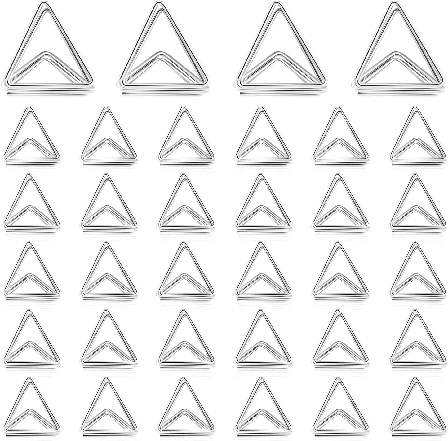 Eersida 60 Pieces Table Number Holder Place Samll Triangle Shape Name Numbers Table Photo Picture Holder Stand Clip for Wedding Baby Shower Party, Suitable for Small Card(Silver)