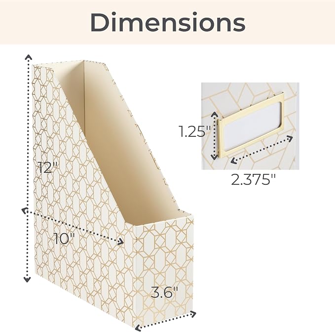 BLU MONACO | Cardboard Magazine File Holder Set of 4 | Vertical Magazine File - Image 8