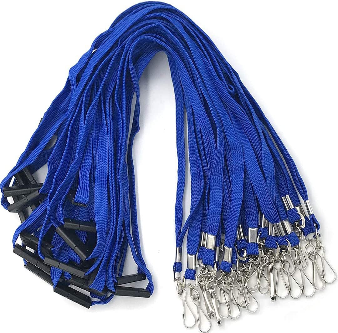 Bird Fiy Lanyards Safety Blue Lanyards Neck Flat Premium Breakaway Badge Lanyard with J-Hook for ID Nametag Badge Holder (Blue, 50 PCS)