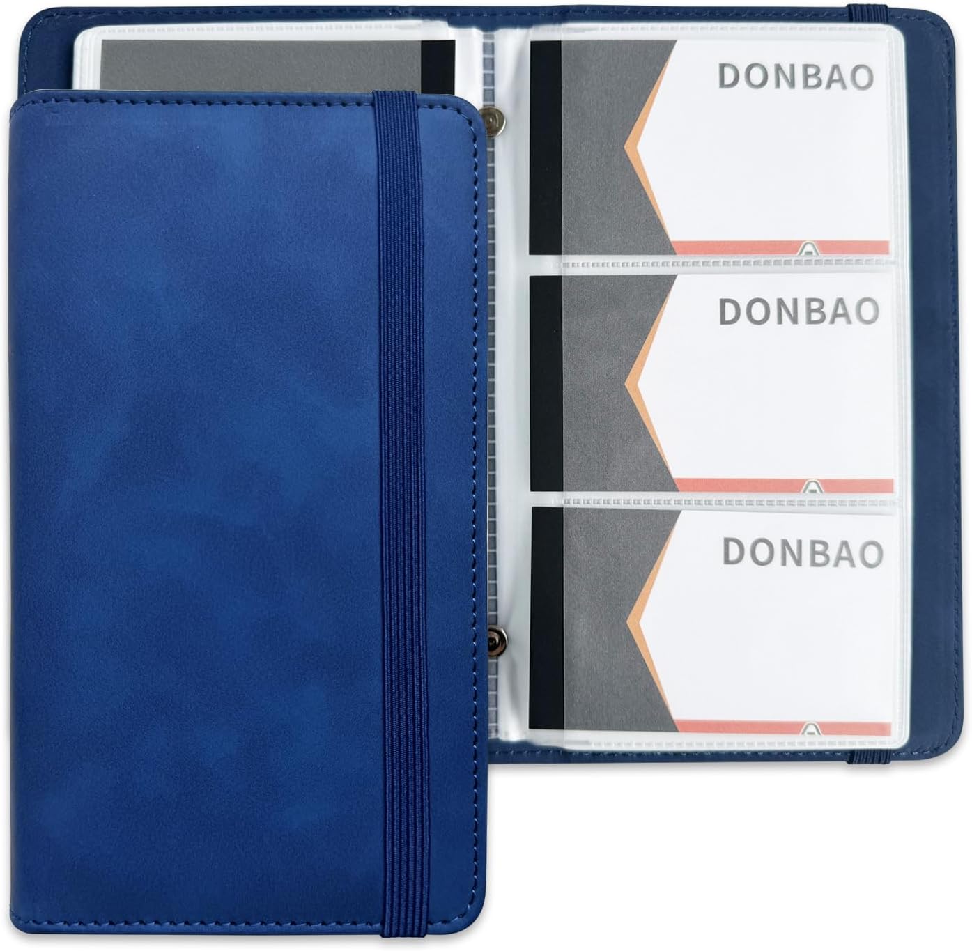 Leather Professional Business Card Holder Book Organizer, 240 Card Slots Capacity Booklet, Premium PU Name Cards Storage Folder with Soft Cover, Credit Card Binder Holder for Men/Women (Dark Blue)