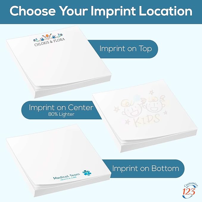 Personalized Sticky Notes with Text or Logo, 25 Sheets Customized Memo Pads - Image 3