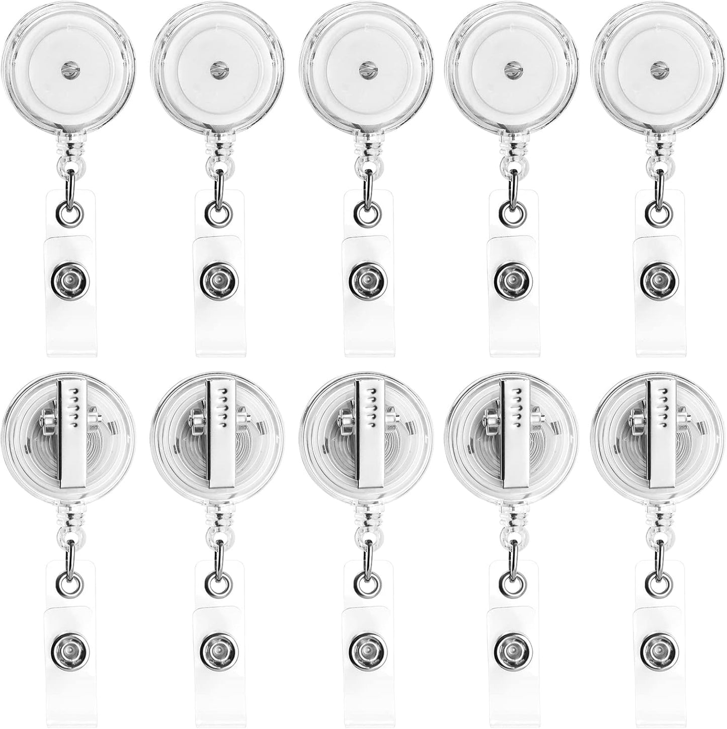 30 Pack Badge Reels Retractable with Swivel Alligator Clip Retractable Badge Holder Reel Clips for Teachers, Students, Office Workers (Translucent Clear)