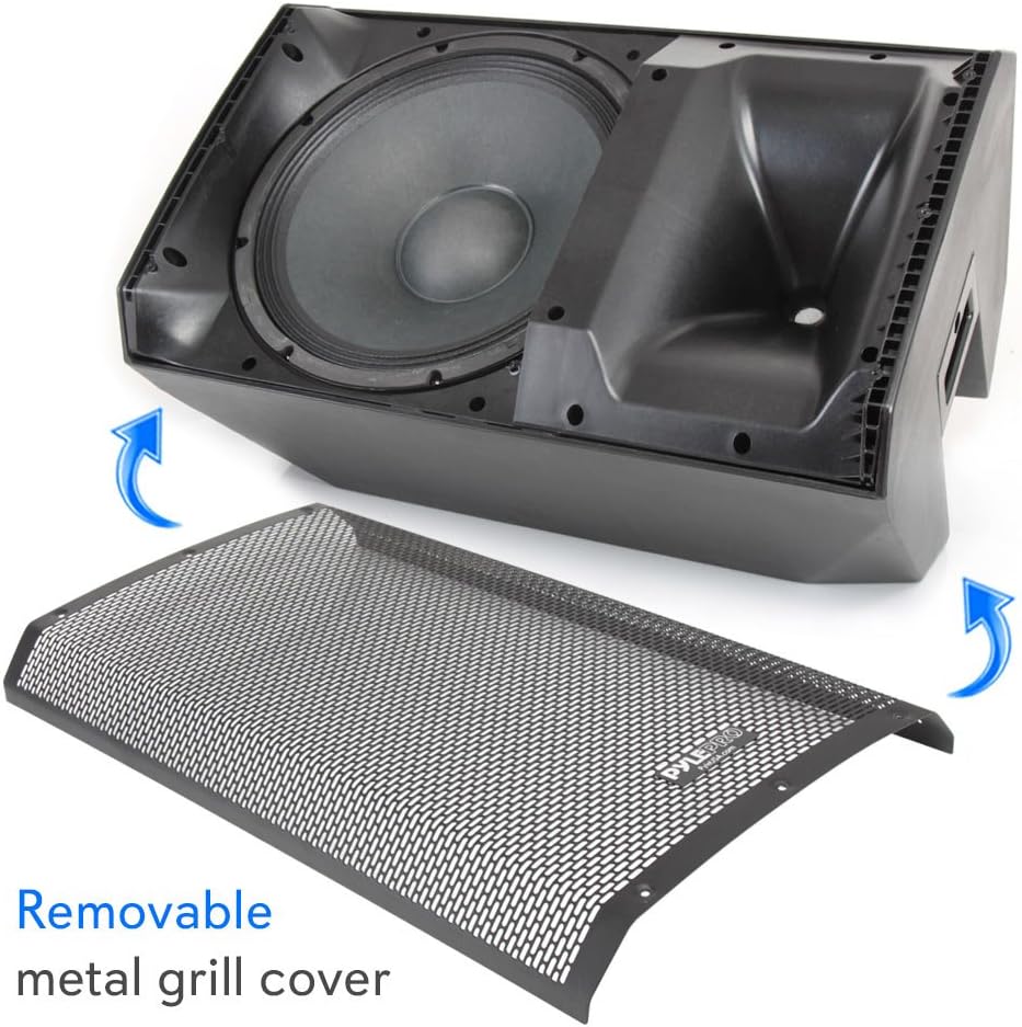 Pyle Bluetooth PA Monitor Speaker System - 1400 Watt indoor Outdoor Loudspeaker w/ 15 Inch Subwoofer, 1.75" Tweeter, 38mm Stand Mount Support, XLR - For DJ Party On-Stage - Pyle PADH15BTA Black