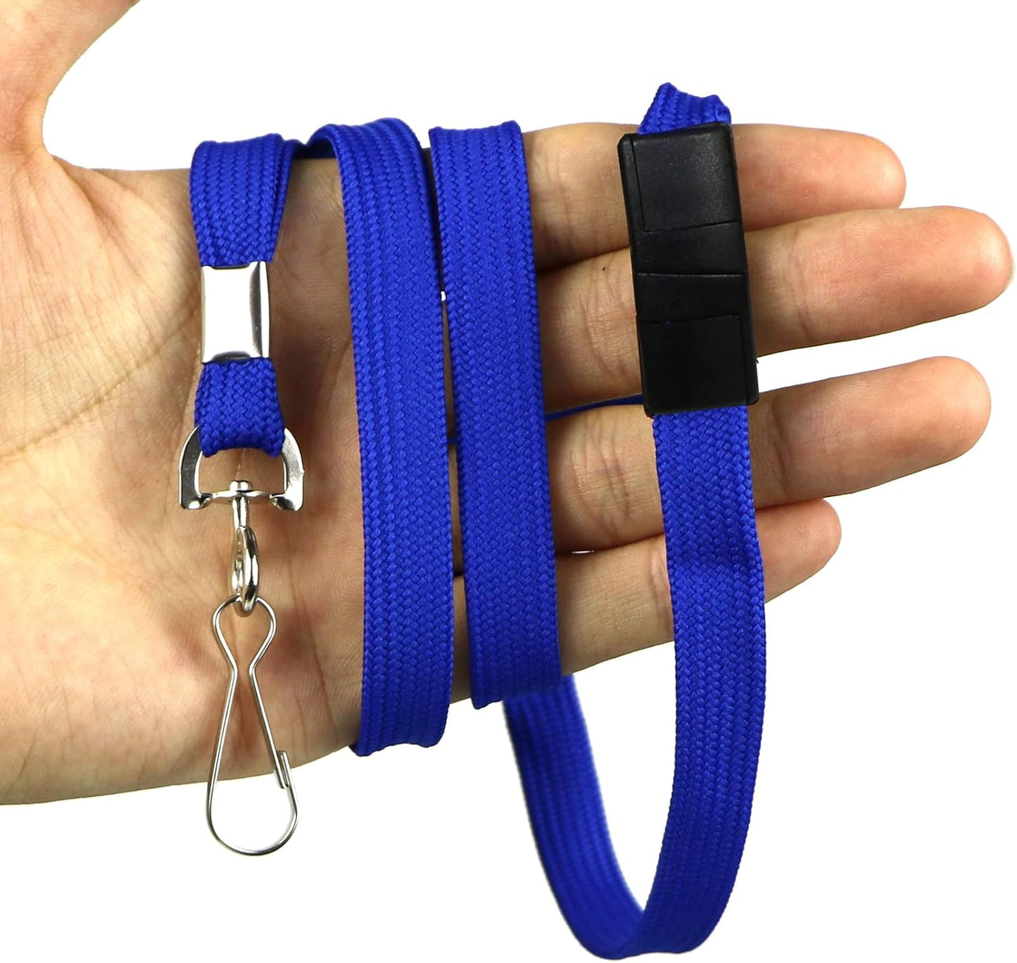 Safety Breakaway Lanyard with J-Hook Flat Lanyards for ID Badges Cruise Lanyard Bulk Preimum Lanyards for Women/Men Business Card NameTag Holder Lanyards Employee Students (Blue, Breakaway 100 Pack)