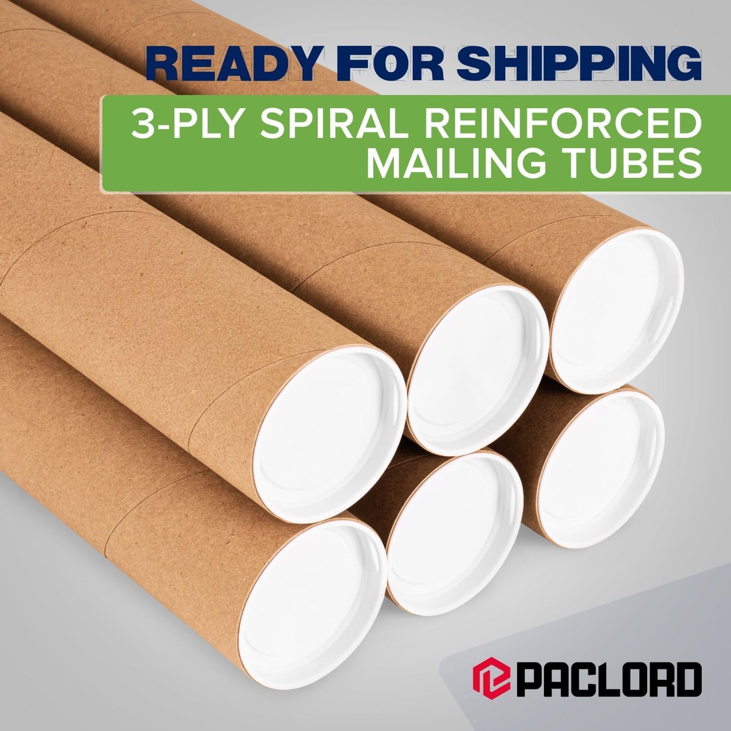 3" x 18" Reinforced Kraft Paper Mailing Tube, Pack of 6 Tubes with 12 Caps – Secure USPS Approved Poster Tube – Cardboard Tube for Shipping and Storing Posters, Prints, Artwork, or Document