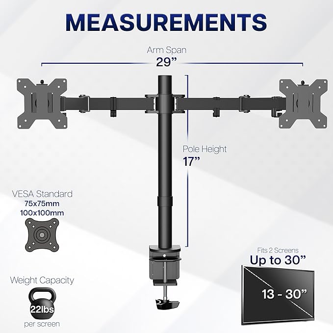 VIVO Dual Monitor Desk Mount, Holds 2 Computer Screens up to 30 inches and - Image 5