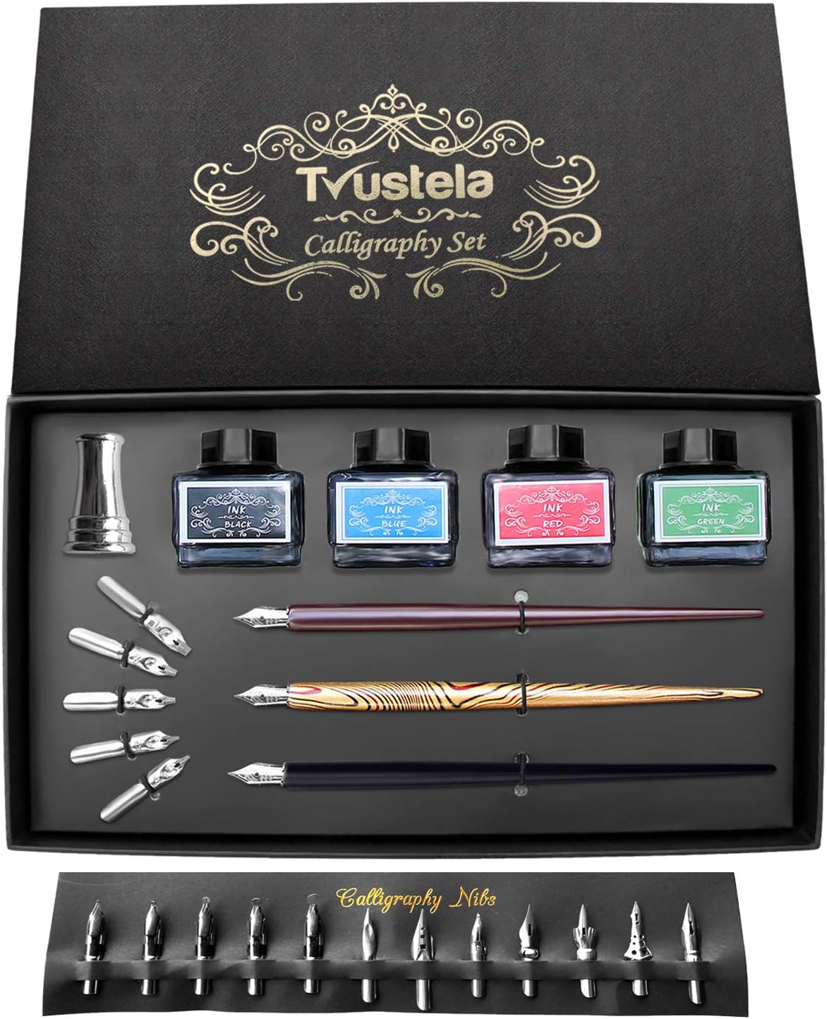 Calligraphy Set For Beginners, 3 Calligraphy Pens, 4 Ink Bottle 15ml, 20 Calligraphy Nibs, 1 Calligraphy Pen Holder, Dip Pen Set, Gift For Men, Women And Kids, Calligraphy Kit For Beginners