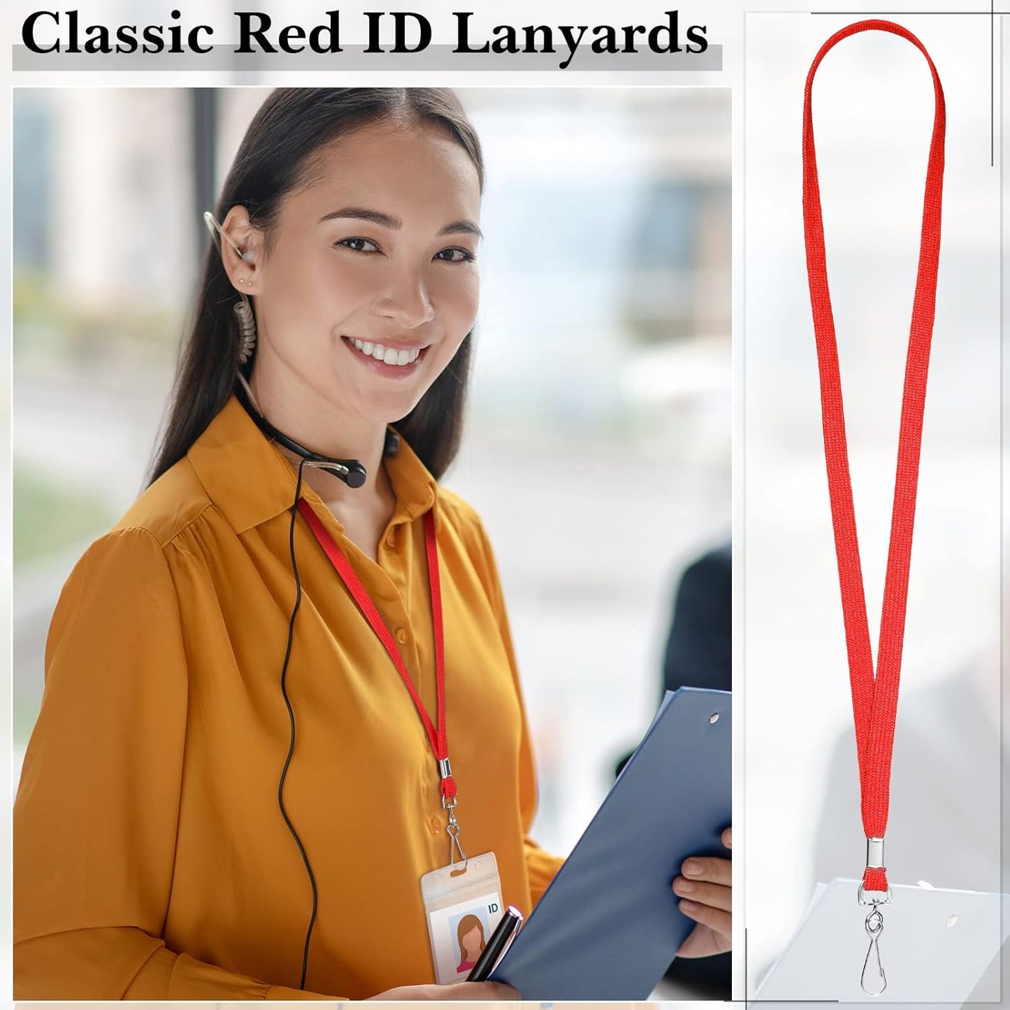 Epakh 200 Pcs Lanyards for ID Name Badge Holder Neck Lanyard Flat with Clips Neck Straps for Office School Nurse