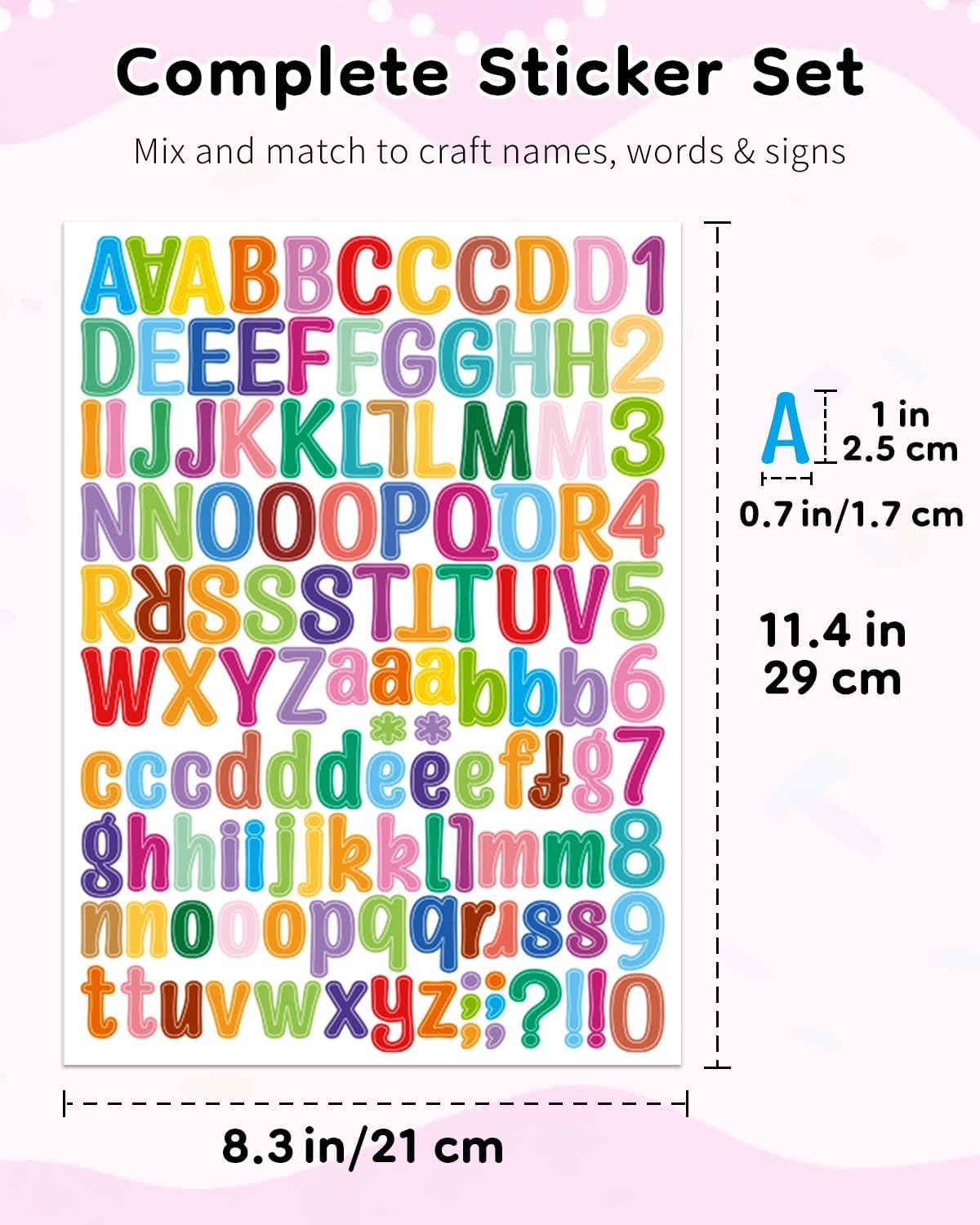 Uniclife 10 Sheets Letter Stickers, 1260 Pcs Scrapbook Stickers, 1 Inch Vinyl Number Alphabet Sticker, Self-Adhesive Stick on Letters for Mailbox Bottles Crafts Posters Decor