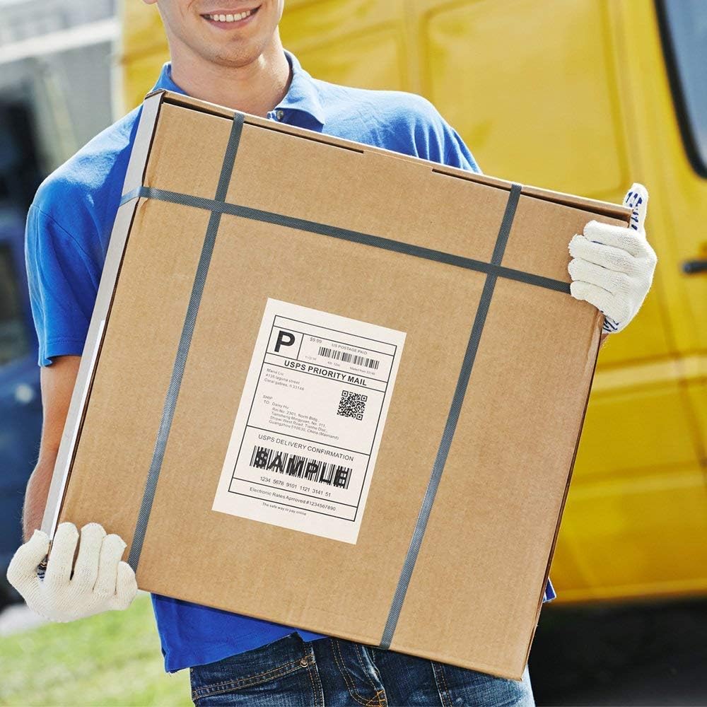 MFLABEL Fanfold 4" x 6" Direct Thermal Labels White Perforated Shipping Labels (20 Stacks)