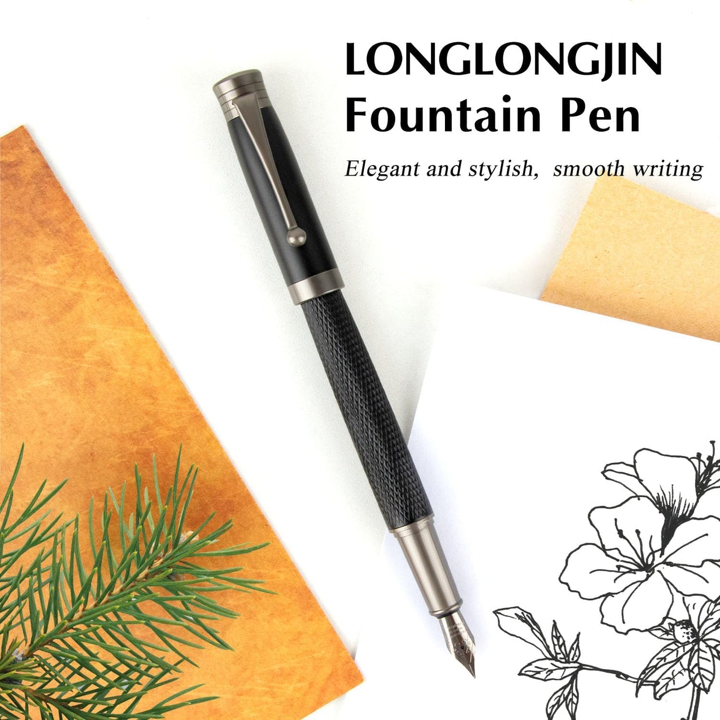 Luxury Fountain Pen Set Includes 2 Nibs, 18 Ink Cartridges, Ink Refill Converter & Syringe Filler, Professional Writing Office, Calligraphy Fountain Pen, Men & Women Nice Pen Gift Set