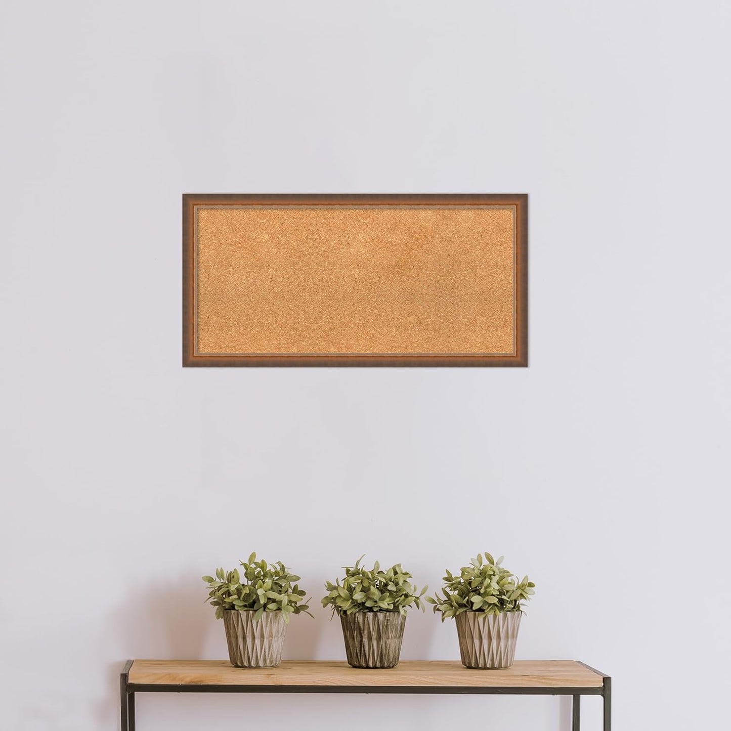 Amanti Art Natural Cork Board for Wall, 16x32 Vision Board with Bronze Frame, Medium Corkboard Office Decor for Home Organization, Modern Corkboard Pinboard to Display Items for Home Organization in