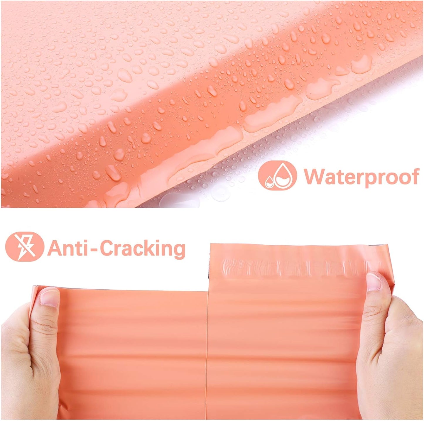 Metronic Poly Mailers 12x15.5 200 Pack, Medium Shipping Bags for Clothing, Self Seal Mailing Bags, Tear-Proof Shipping Envelopes for Small Business, Boutique, Postal Bags Poly Bags in Peach Pink