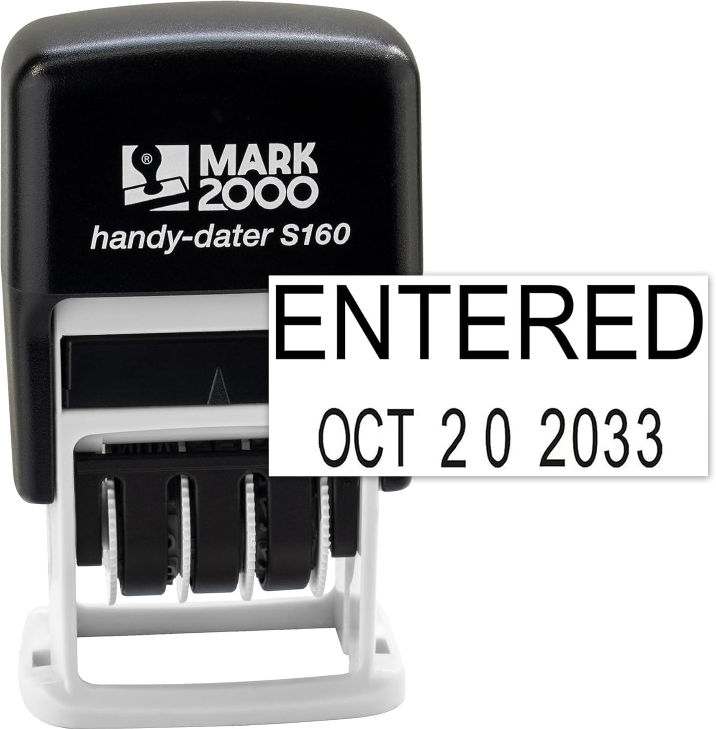 Mark 2000 Self-Inking Rubber Date Office Stamp with Entered Phrase & Date - Black Ink (Handy-Dater S160), 12-Year Band