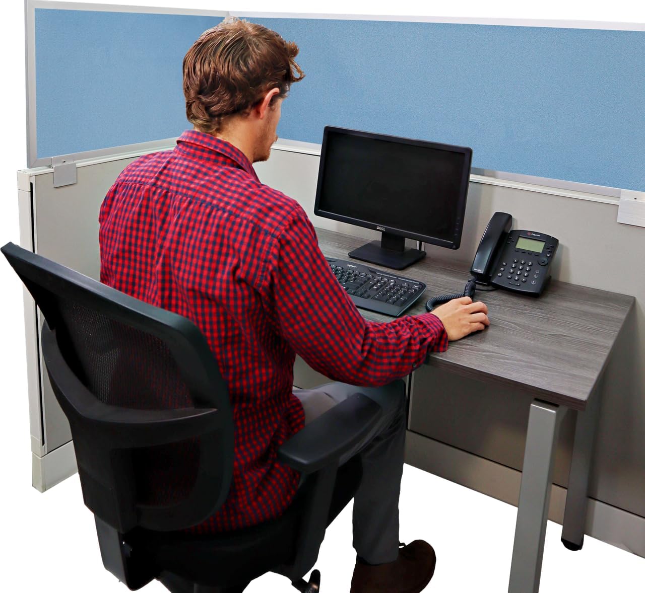 OBEX Acoustical Cubicle Privacy Screen Extender Desk Panel & Office Divider, Add Separation & Block Noise, 18" x 72", Twilight