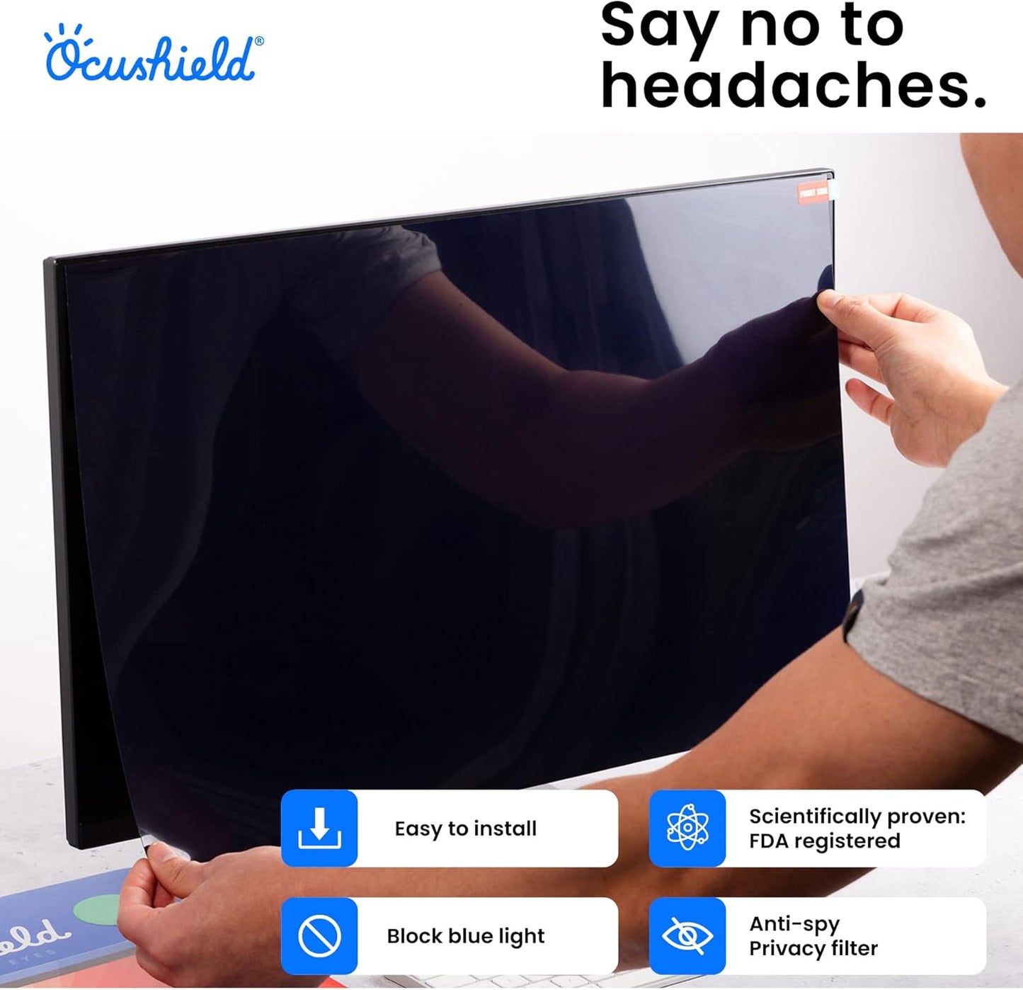 Ocushield 23” (16:10) Premium Anti Blue Light Screen Protector with Privacy Filter for Laptops and Computer Monitors - Anti-Glare - Easy Install - Anti-Fatigue (496 x 310 mm)