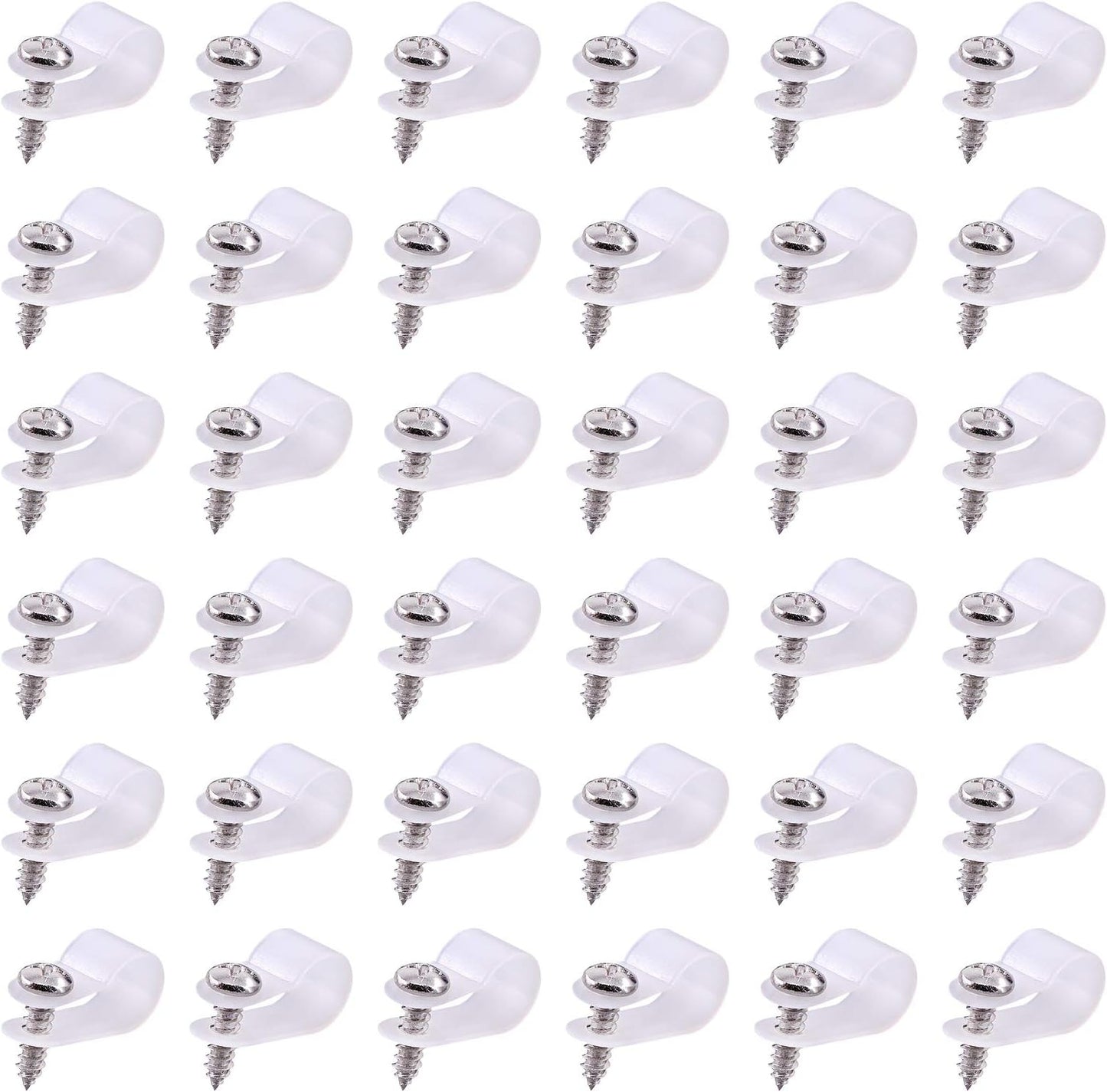 Swpeet 60 Pack White 3/8 Inch Nylon Plastic R-Type Cable Clips Clamp Kit, Nylon Screw Mounting Cord Fastener Clips with 60 Pack Screws for Wire Management (3/8 Inch, White)
