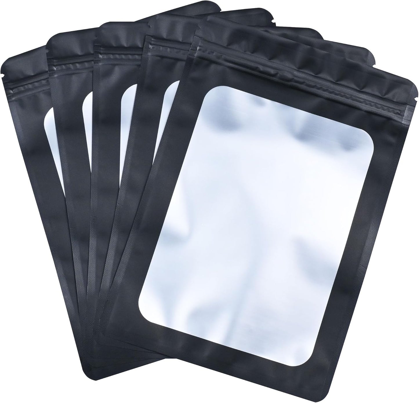 Resealable Mylar Pouch Pen Bags Great for Office Home Party Favor Food Storage Cookies Sample Jewelry Snack (100PCS, Black Color, 4.7 x 8 inch)
