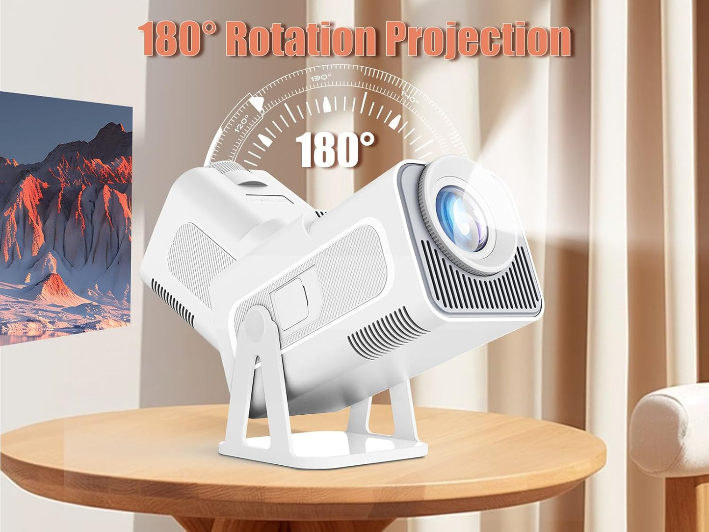 [Netflix Licensed] Smart Mini Projector 320ANSI Native 1080P 4K Support with Official Apps, Portable Projector with WiFi and BT for Home Theater/Outdoor/Bedroom HY320 NTV